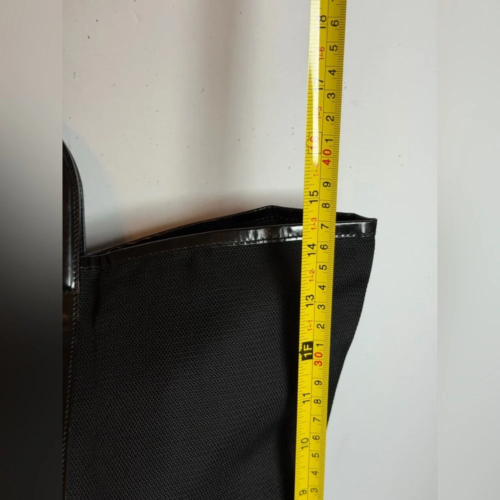 Salvatore Ferragamo Gancini Hand Bag in Black Nylon with Black Leather Trim